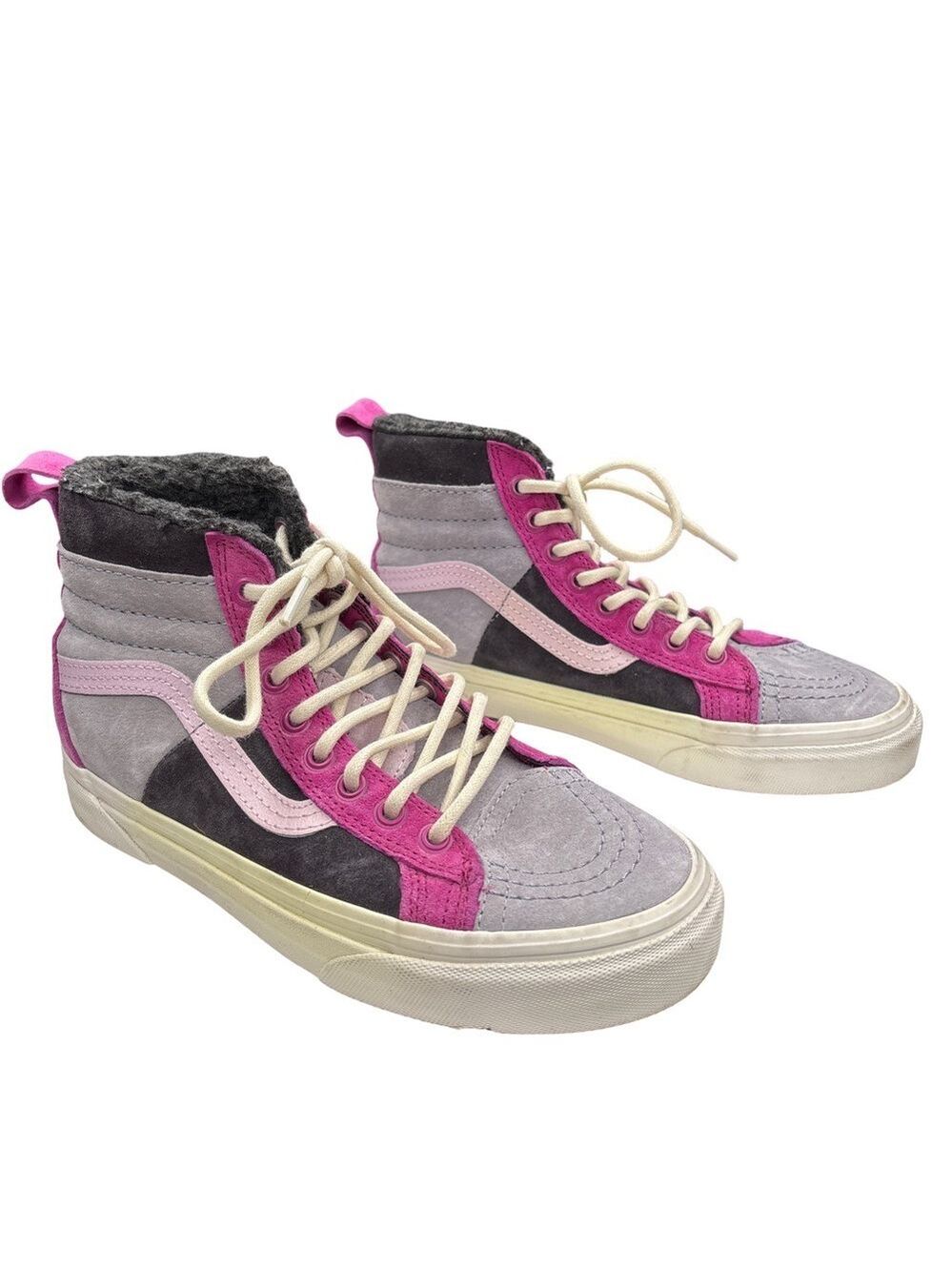 Vans Women's Pink and Gray Sk8-Hi 46 MTE DX high top lace all weather sneakers 6